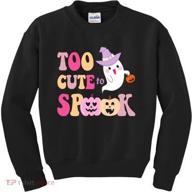 Too Cute To Spook Halloween Groovy Ghost Kids Sweatshirt