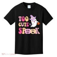 Too Cute To Spook Halloween Groovy Ghost Kids T-Shirt thumb 0