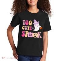 Too Cute To Spook Halloween Groovy Ghost Kids T-Shirt thumb 2