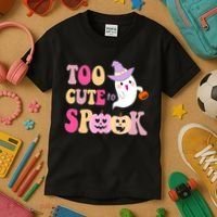 Too Cute To Spook Halloween Groovy Ghost Kids T-Shirt thumb 3