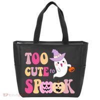 Too Cute To Spook Halloween Groovy Ghost Tote Bag thumb 0