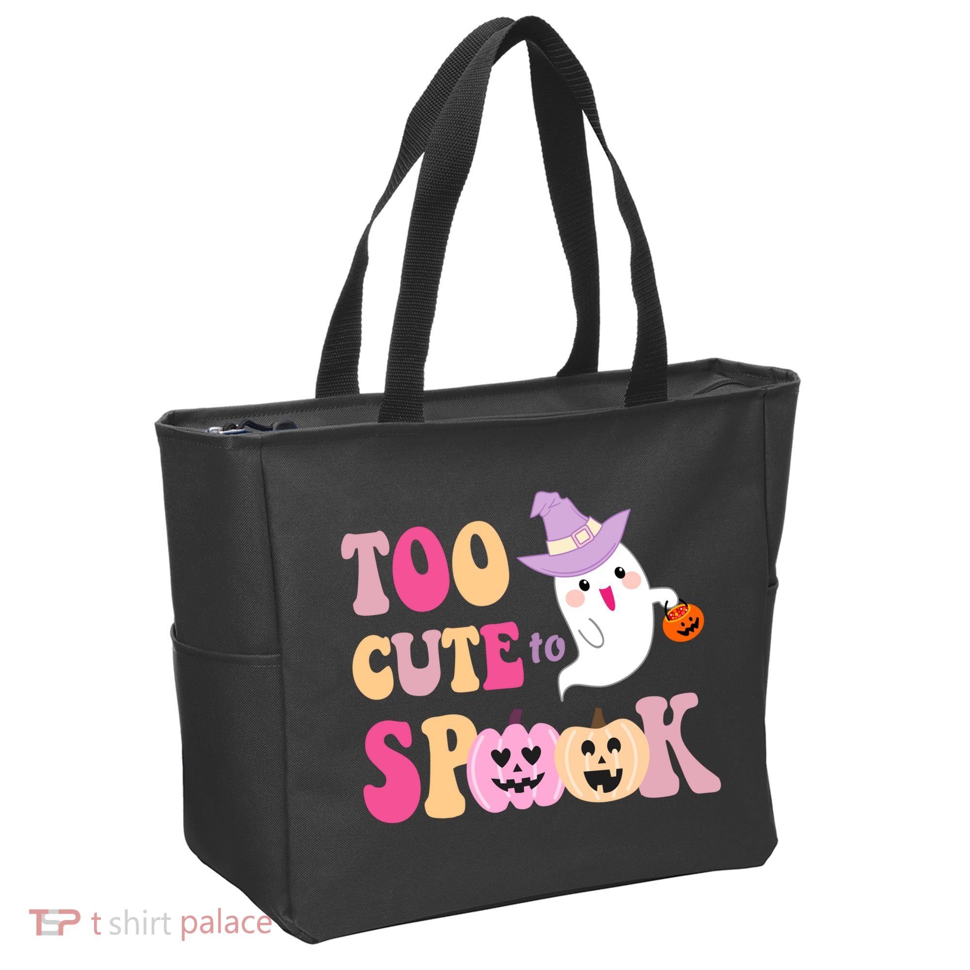 Too Cute To Spook Halloween Groovy Ghost Tote Bag