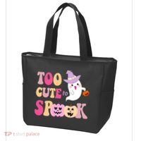 Too Cute To Spook Halloween Groovy Ghost Tote Bag thumb 3