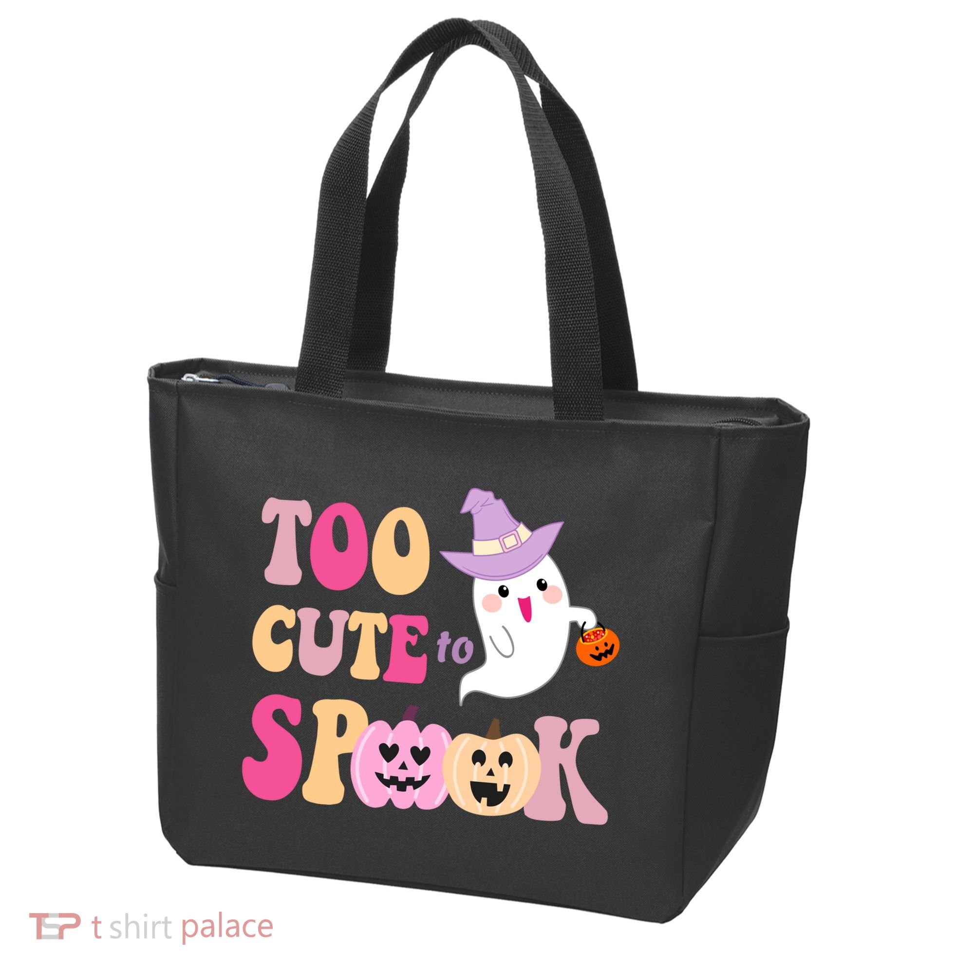 Too Cute To Spook Halloween Groovy Ghost Tote Bag