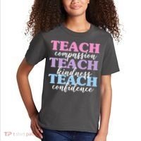 Teach Compassion Teach Kindness Teach Confidence Kids T-Shirt thumb 2