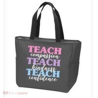 Teach Compassion Teach Kindness Teach Confidence Tote Bag thumb 3