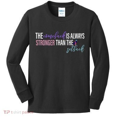 Thyroid Cancer The Comeback Is Always Stronger Than The Setback Kids Long Sleeve Shirt
