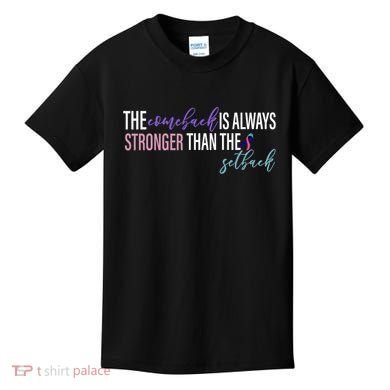 Thyroid Cancer The Comeback Is Always Stronger Than The Setback Kids T-Shirt