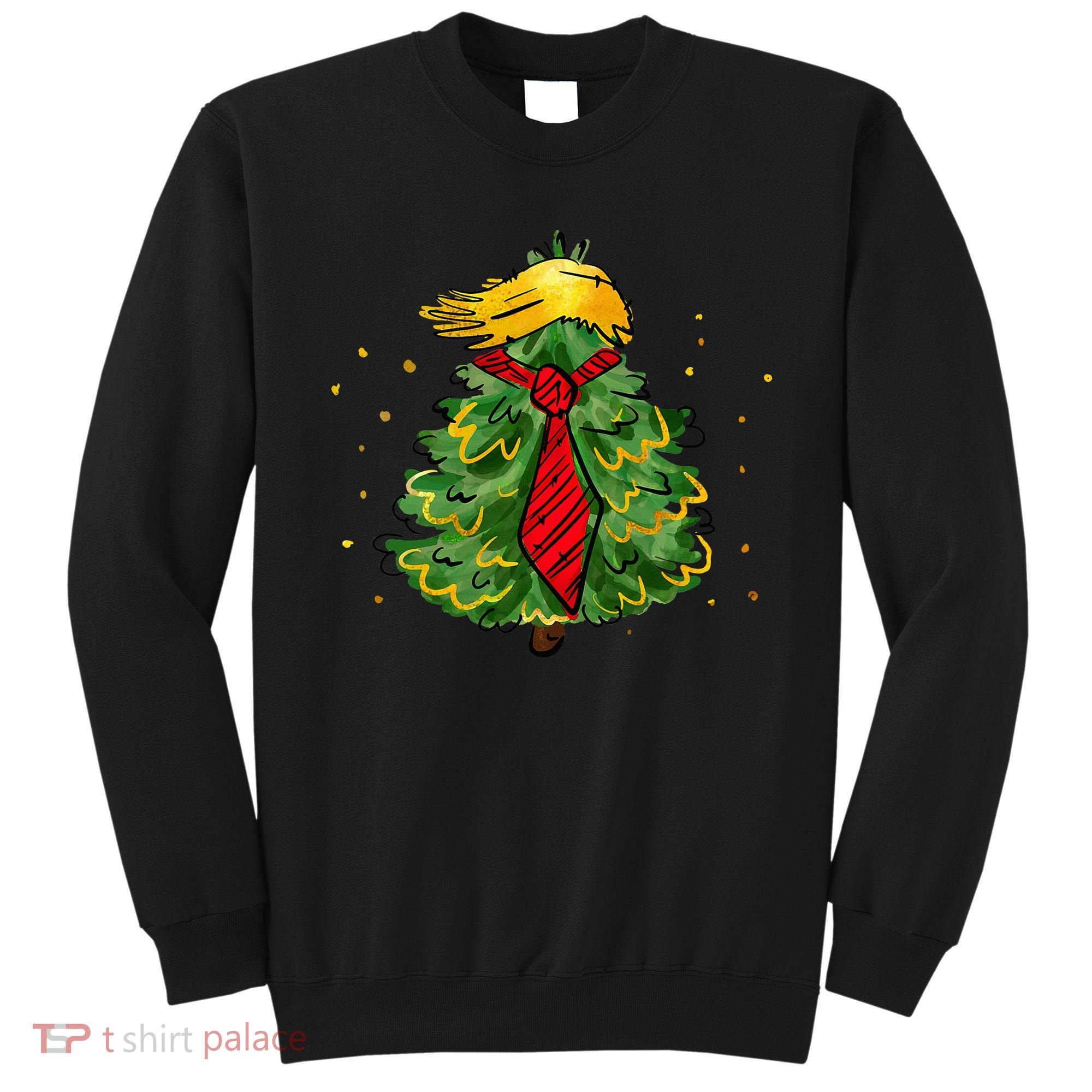 Trump Christmas Usa Funny Trump Hair Tree Sweatshirt