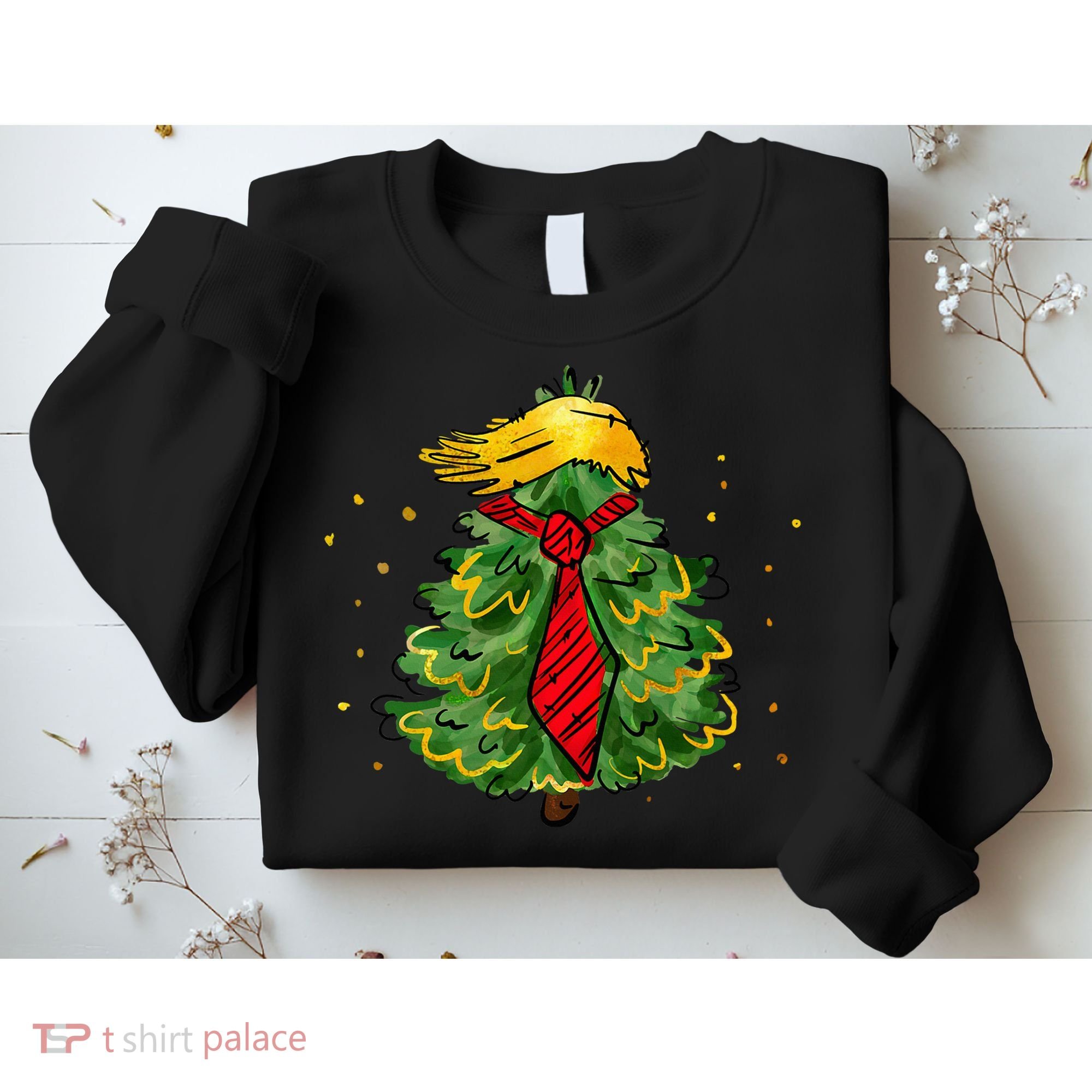 Trump Christmas Usa Funny Trump Hair Tree Sweatshirt