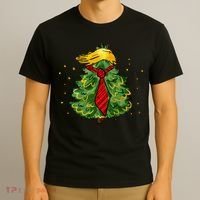 Trump Christmas Usa Funny Trump Hair Tree T-Shirt thumb 3