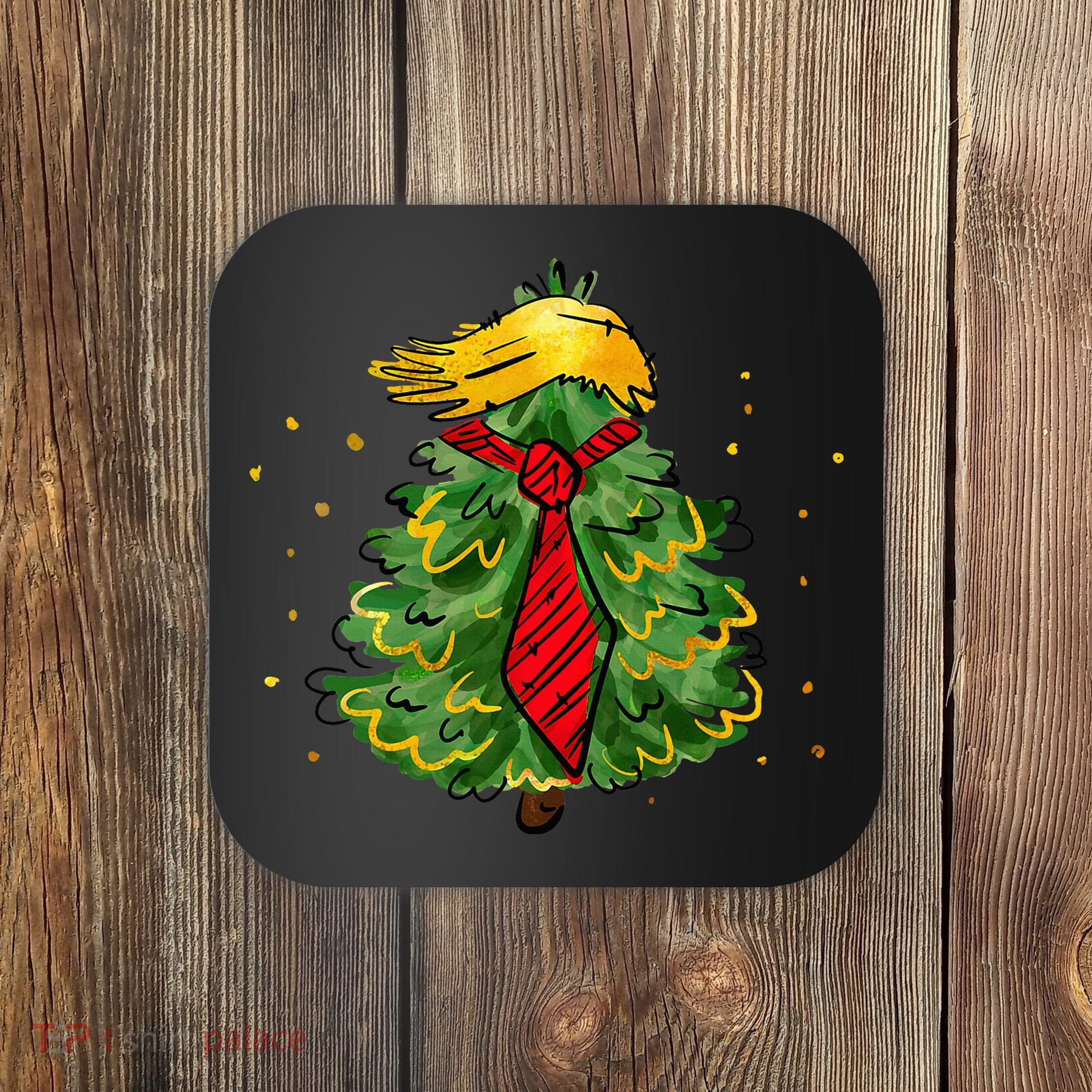 Trump Christmas Usa Funny Trump Hair Tree Coaster