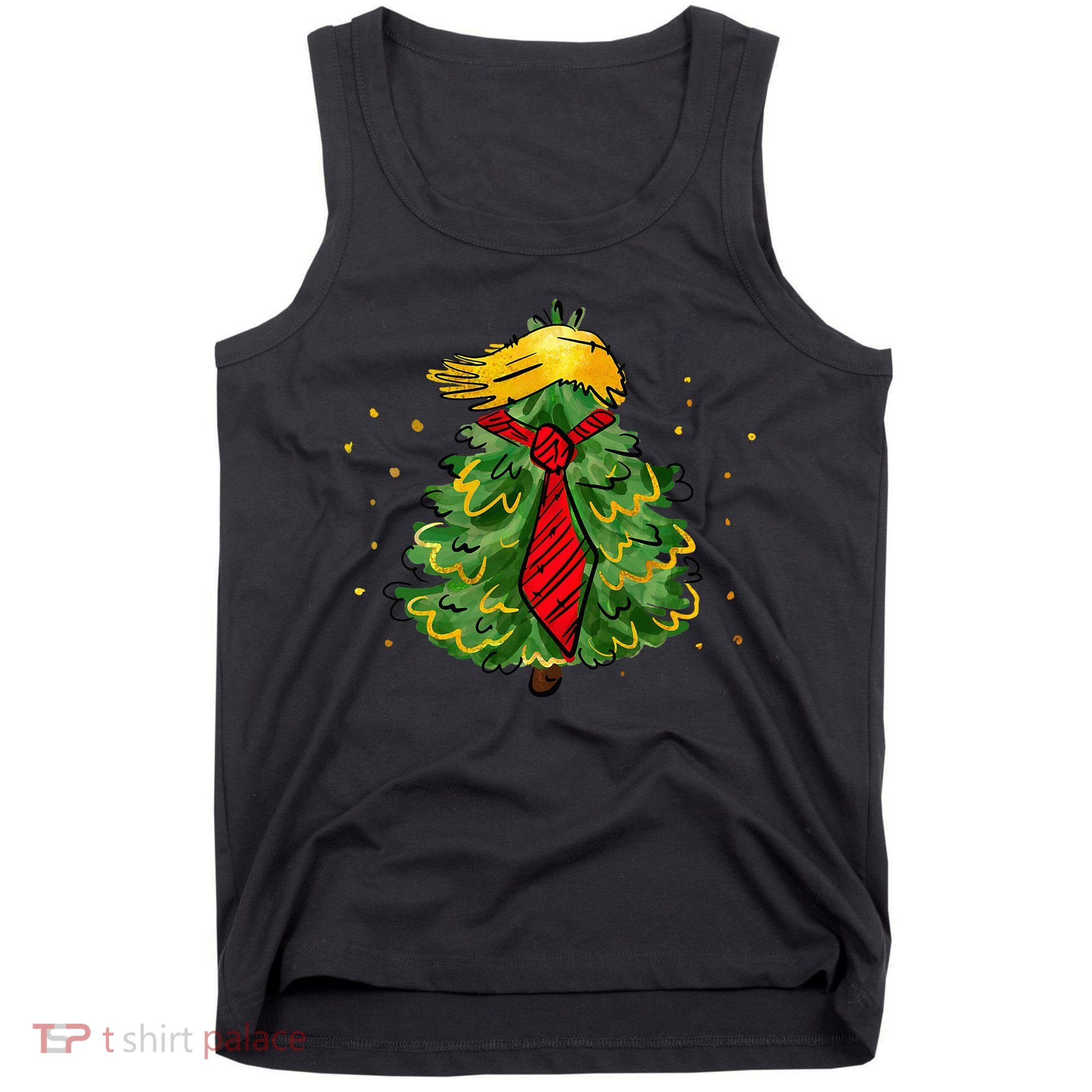Trump Christmas Usa Funny Trump Hair Tree Tank Top