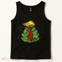 Trump Christmas Usa Funny Trump Hair Tree Tank Top thumb 2