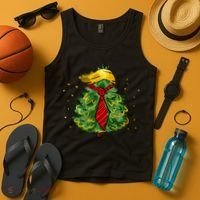 Trump Christmas Usa Funny Trump Hair Tree Tank Top thumb 4