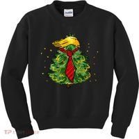 Trump Christmas Usa Funny Trump Hair Tree Kids Sweatshirt thumb 0