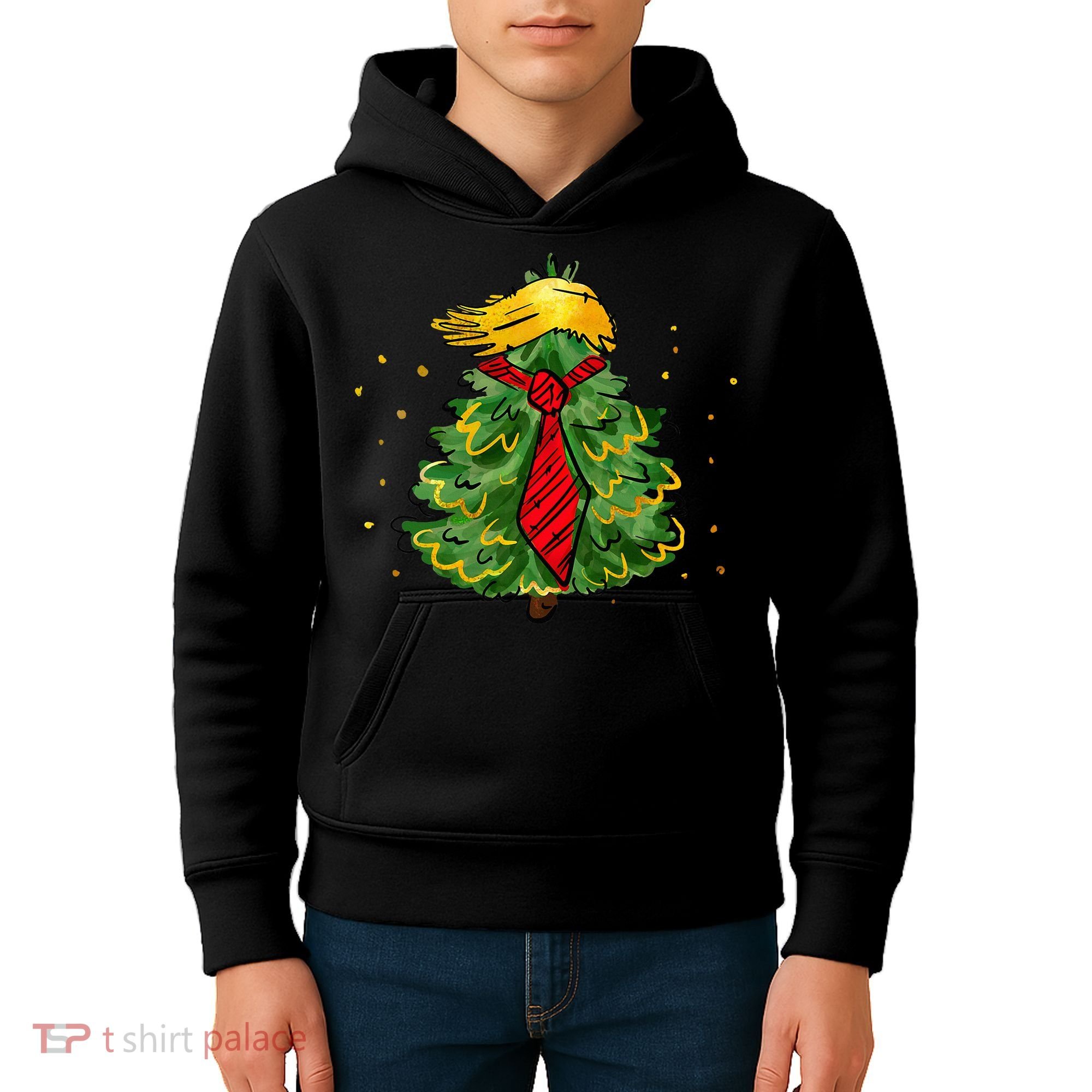 Trump Christmas Usa Funny Trump Hair Tree Kids Hoodie