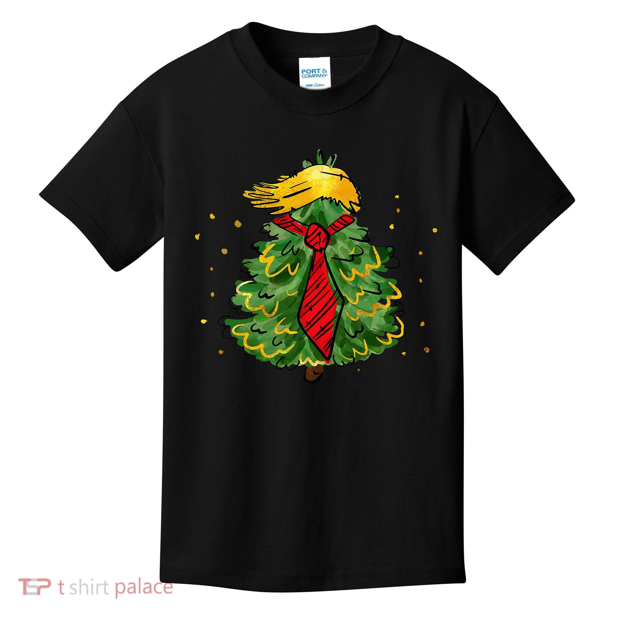 Trump Christmas Usa Funny Trump Hair Tree Kids T-Shirt