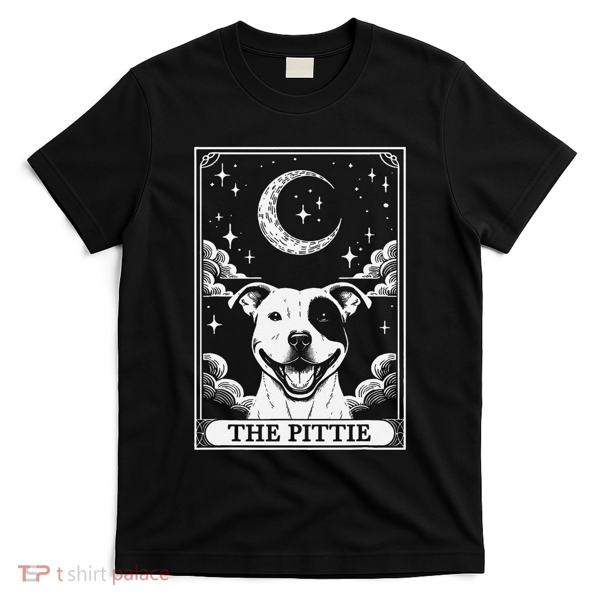 Tarot Card Vintage Crescent Moon Pit Bull Dog Pittie Mom T-Shirt