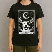 Tarot Card Vintage Crescent Moon Pit Bull Dog Pittie Mom T-Shirt thumb 4