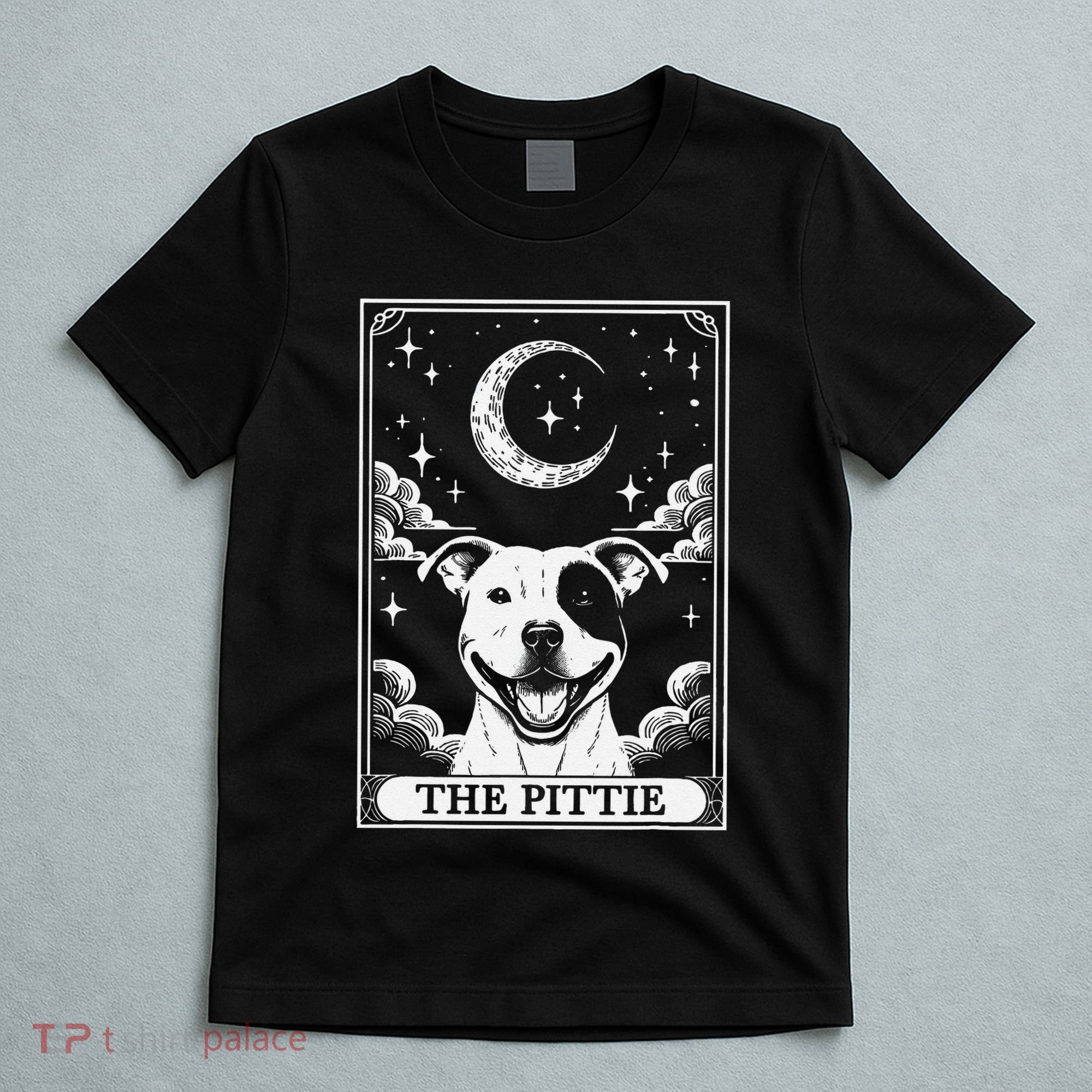 Tarot Card Vintage Crescent Moon Pit Bull Dog Pittie Mom T-Shirt