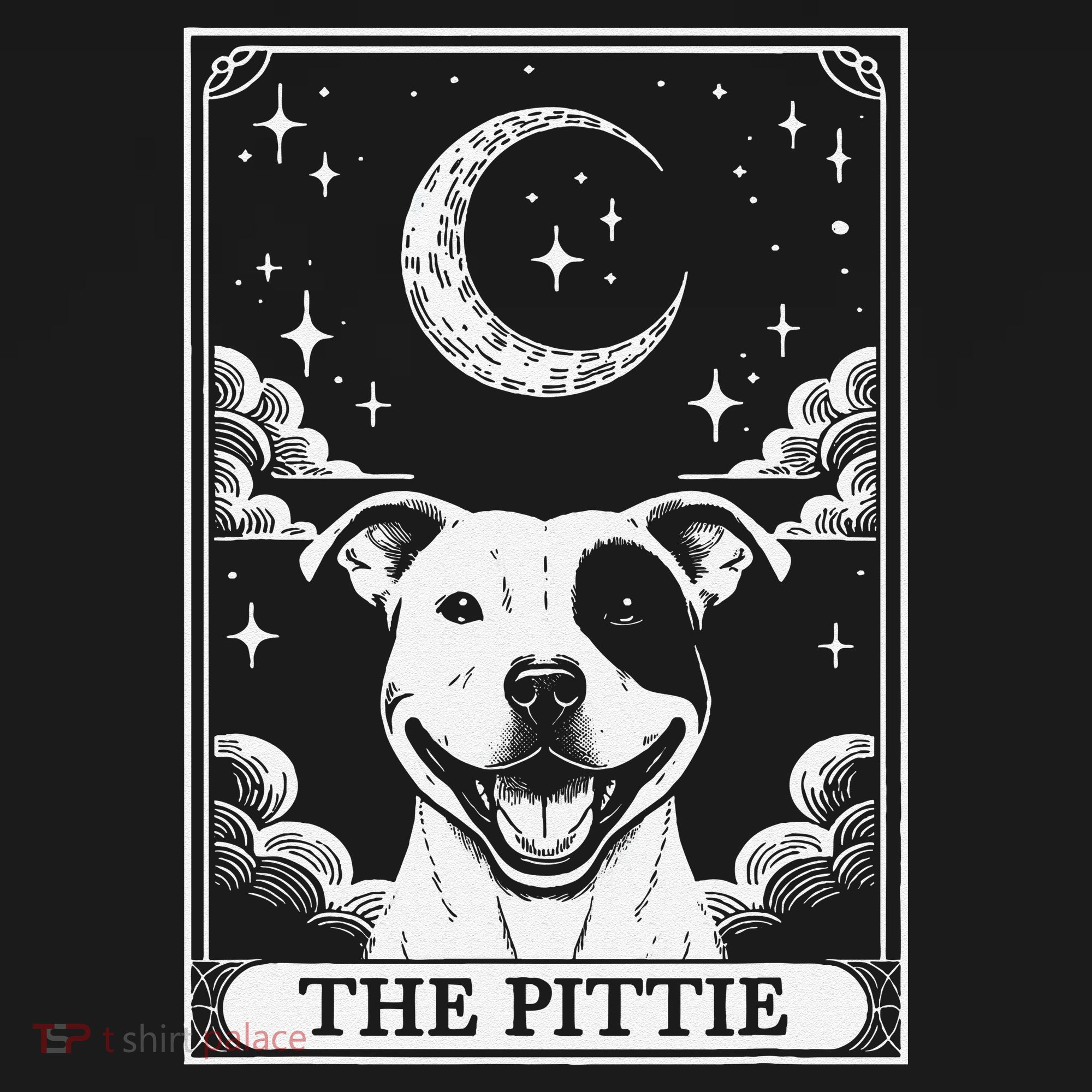 Tarot Card Vintage Crescent Moon Pit Bull Dog Pittie Mom T-Shirt