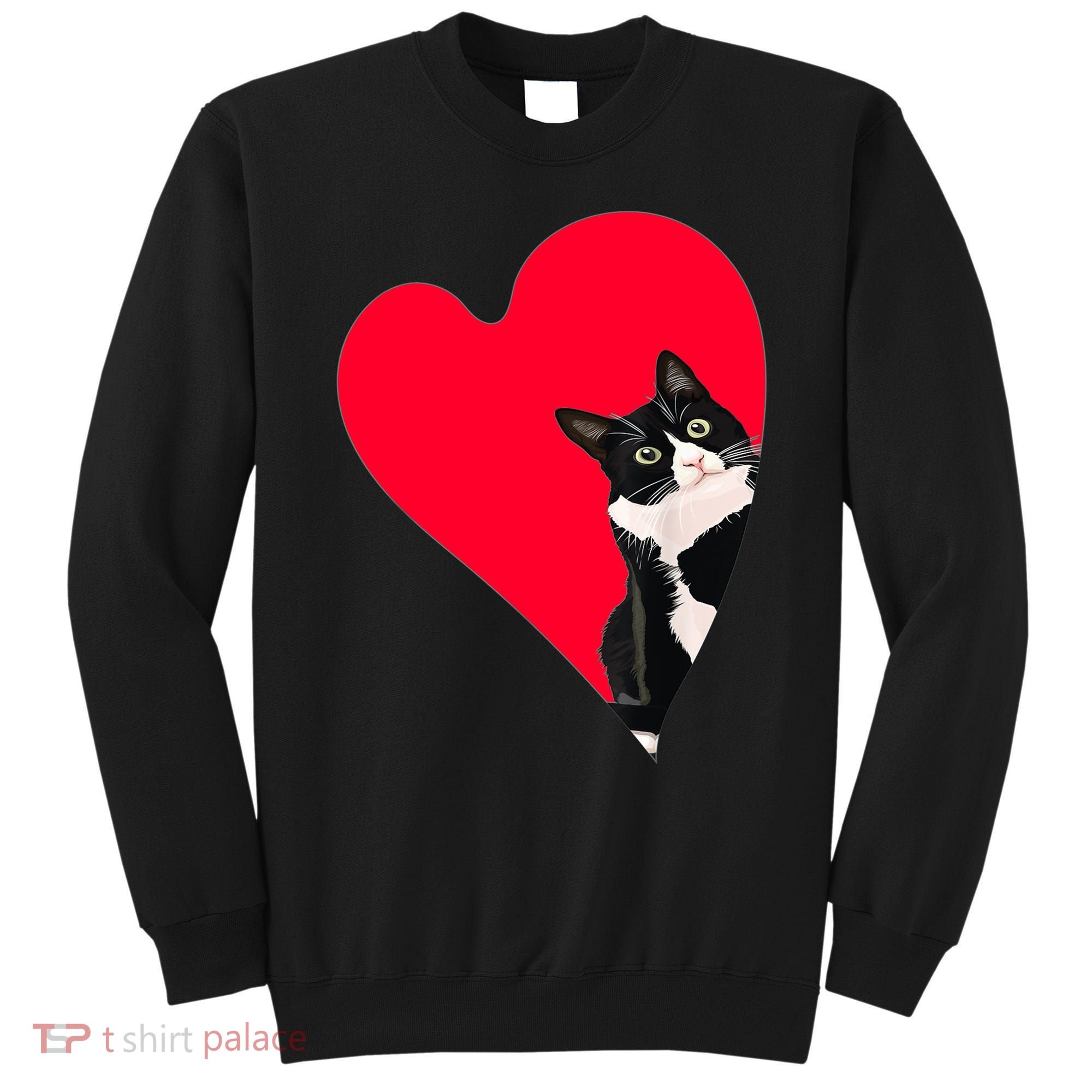 Tuxedo Cat Valentine Heart For Kitten And Animal Lovers TShirt Sweatshirt