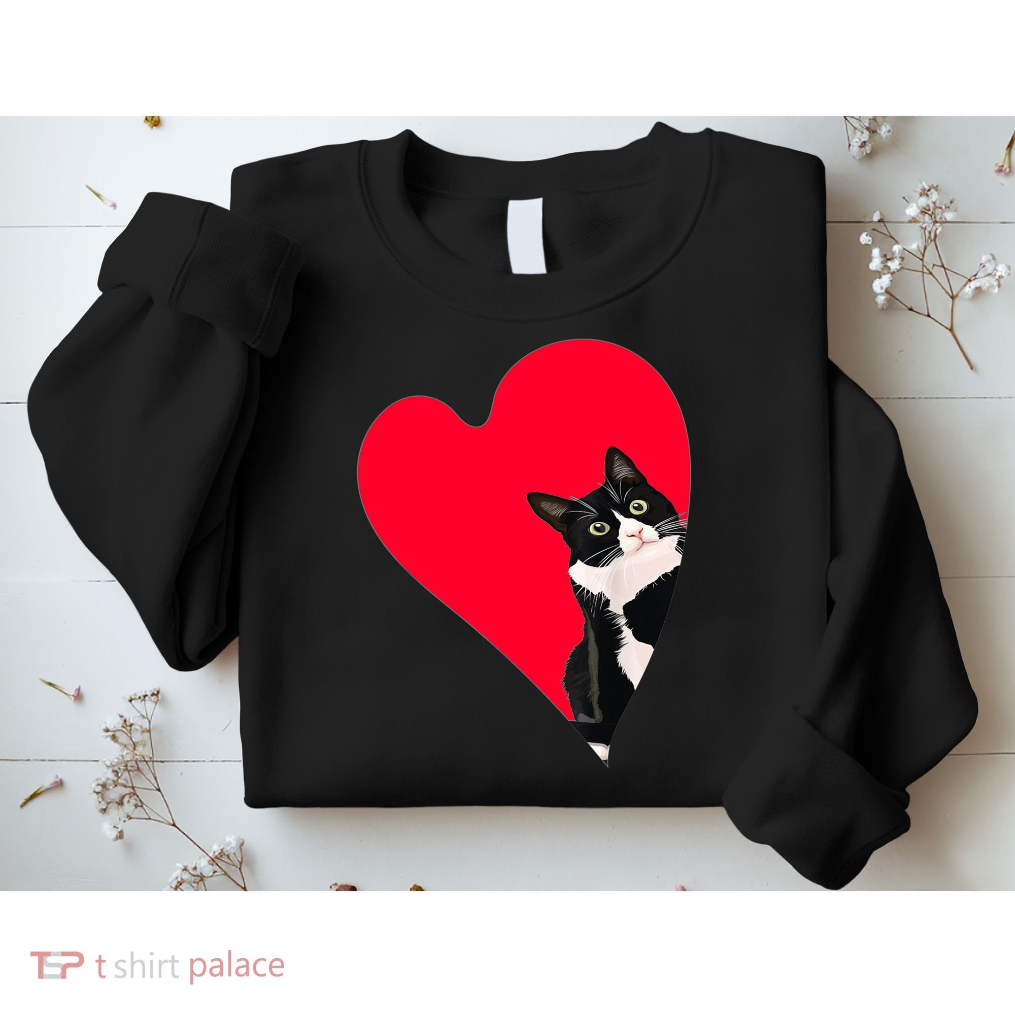 Tuxedo Cat Valentine Heart For Kitten And Animal Lovers TShirt Sweatshirt