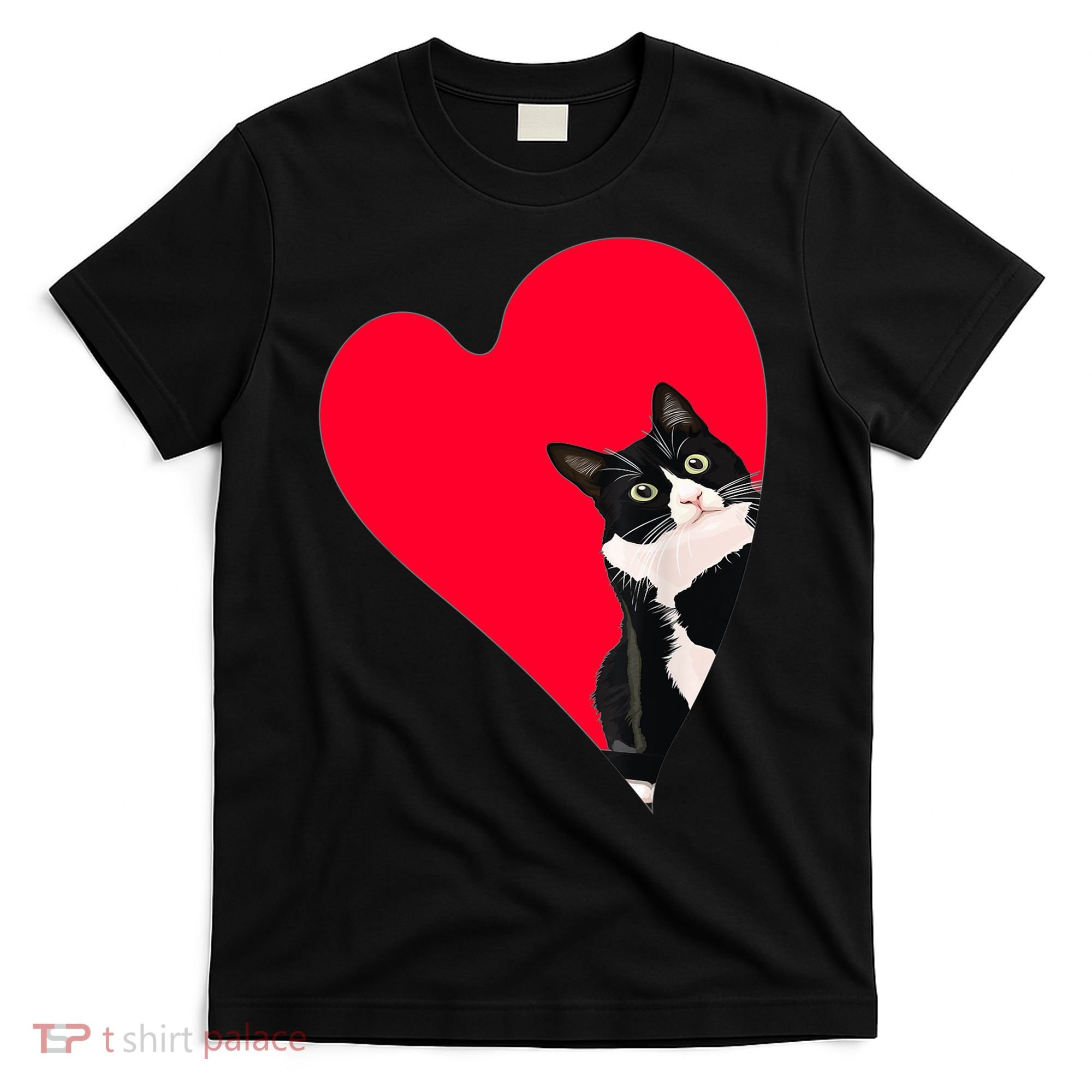 Tuxedo Cat Valentine Heart For Kitten And Animal Lovers TShirt T-Shirt