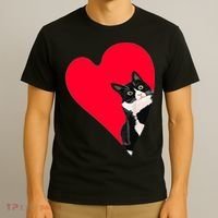 Tuxedo Cat Valentine Heart For Kitten And Animal Lovers TShirt T-Shirt thumb 3
