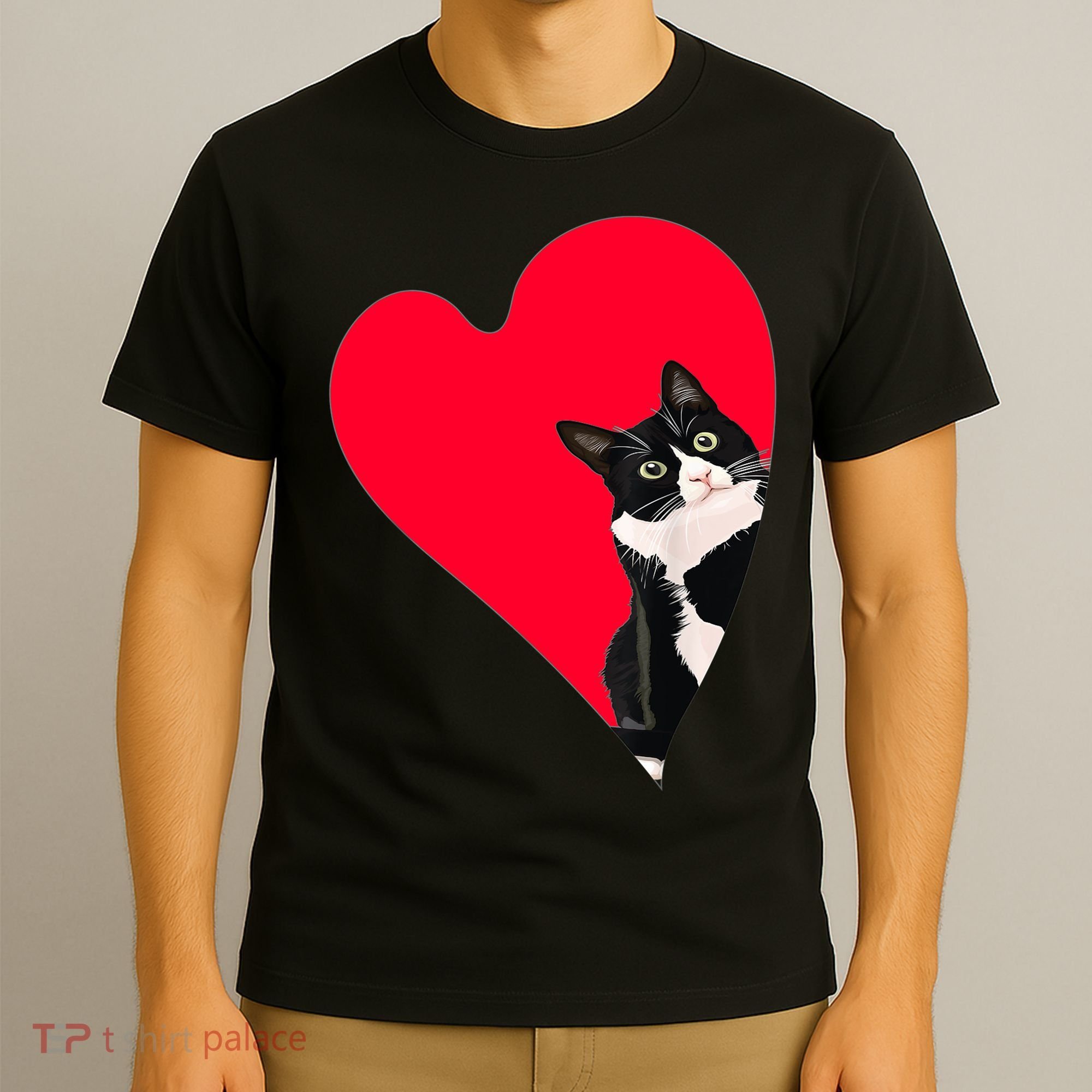 Tuxedo Cat Valentine Heart For Kitten And Animal Lovers TShirt T-Shirt
