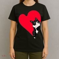 Tuxedo Cat Valentine Heart For Kitten And Animal Lovers TShirt T-Shirt thumb 4