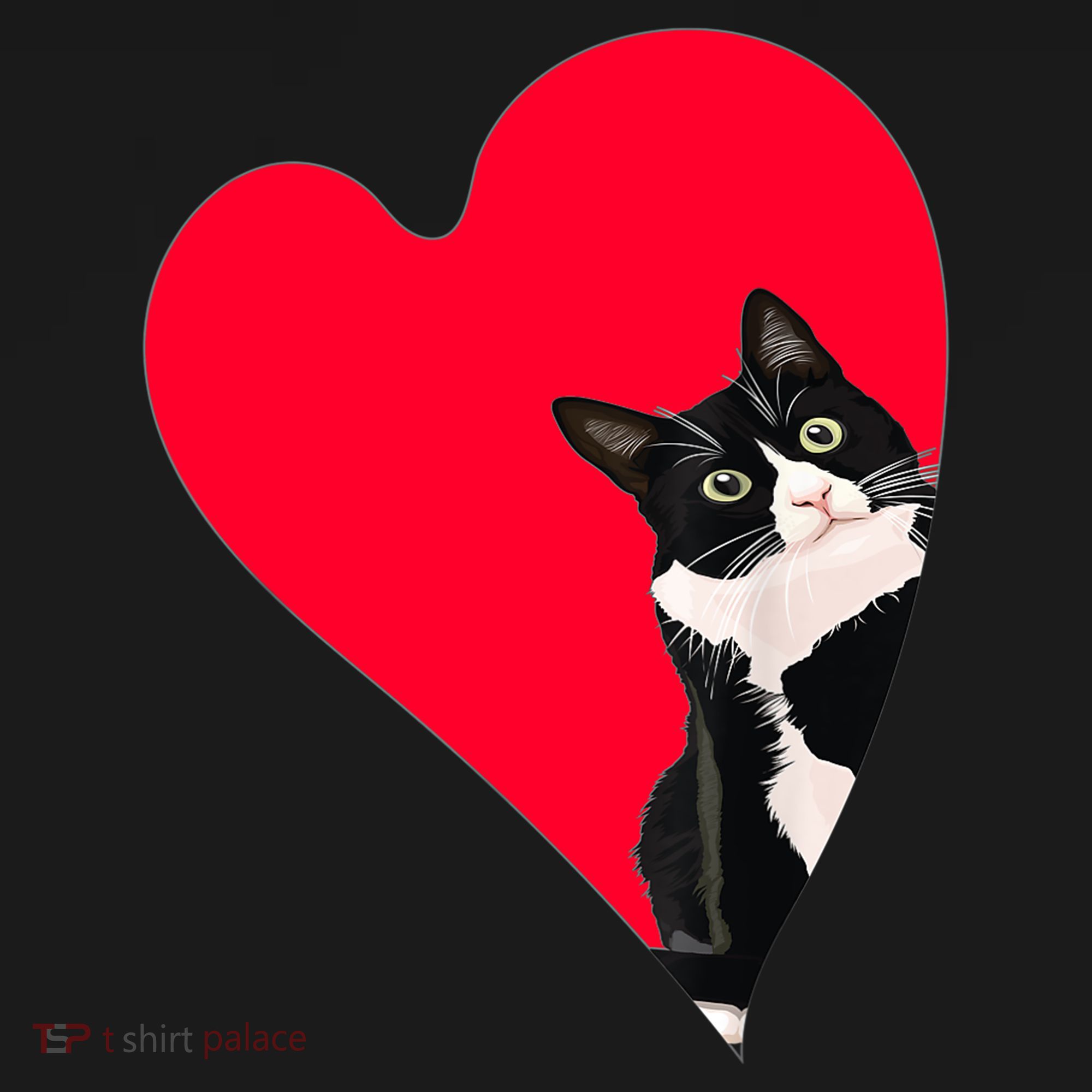 Tuxedo Cat Valentine Heart For Kitten And Animal Lovers TShirt Polo