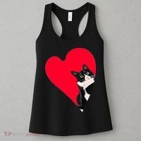 Tuxedo Cat Valentine Heart For Kitten And Animal Lovers TShirt Women's Tank Top thumb 3