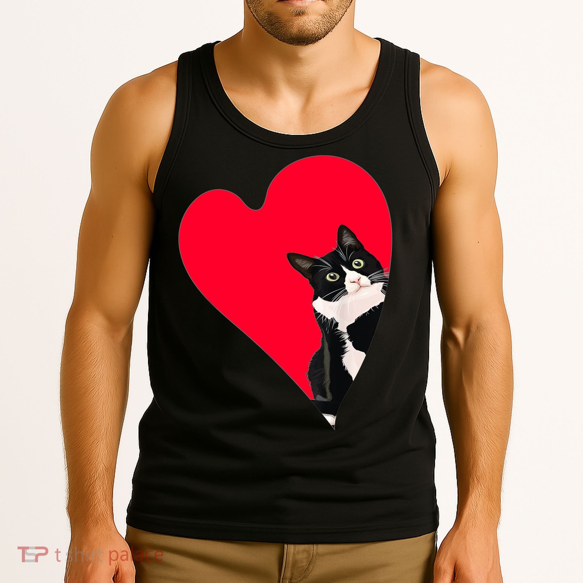 Tuxedo Cat Valentine Heart For Kitten And Animal Lovers TShirt Tank Top