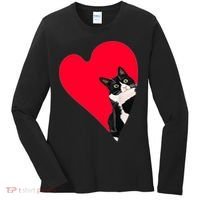 Tuxedo Cat Valentine Heart For Kitten And Animal Lovers TShirt Women's Long Sleeve Shirt thumb 0