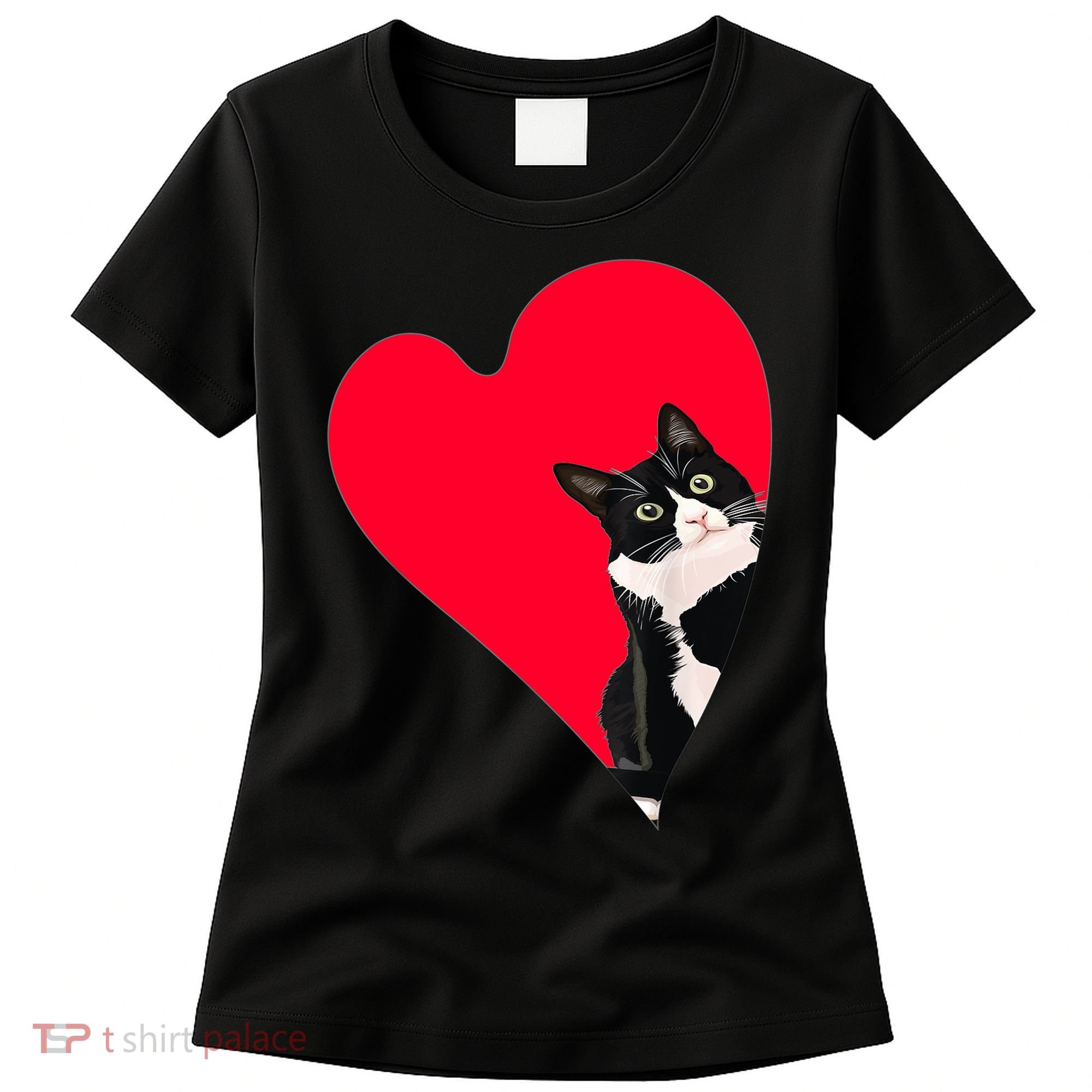 Tuxedo Cat Valentine Heart For Kitten And Animal Lovers TShirt Women's T-Shirt