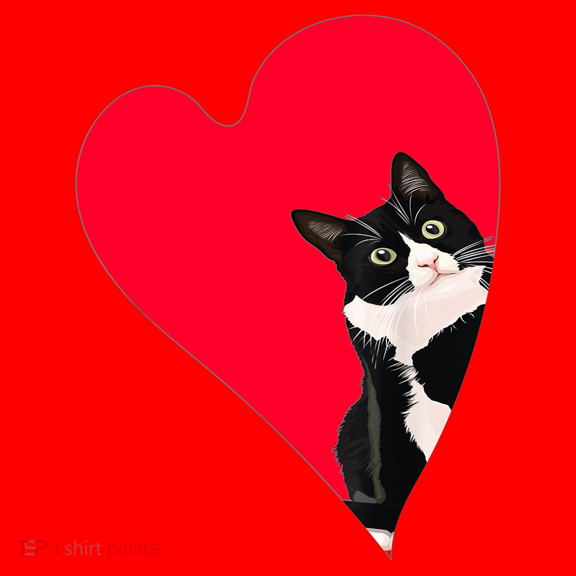 Tuxedo Cat Valentine Heart For Kitten And Animal Lovers TShirt Santa Hat