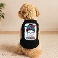 Thyroid Cancer Warrior Awareness Messy Bun Mom Teal Ribbon Doggie Tank thumb 2