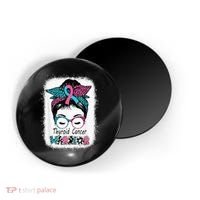 Thyroid Cancer Warrior Awareness Messy Bun Mom Teal Ribbon Magnet thumb 0