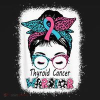 Thyroid Cancer Warrior Awareness Messy Bun Mom Teal Ribbon Mousepad thumb 1