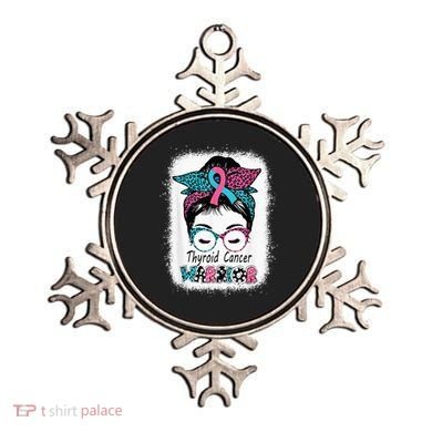 Thyroid Cancer Warrior Awareness Messy Bun Mom Teal Ribbon Ornament