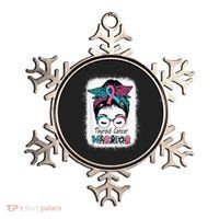 Thyroid Cancer Warrior Awareness Messy Bun Mom Teal Ribbon Ornament thumb 0