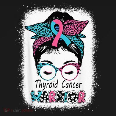 Thyroid Cancer Warrior Awareness Messy Bun Mom Teal Ribbon Ornament
