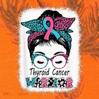 Thyroid Cancer Warrior Awareness Messy Bun Mom Teal Ribbon Kati Licensed 12" Camo Cuffed Beanie thumb 2