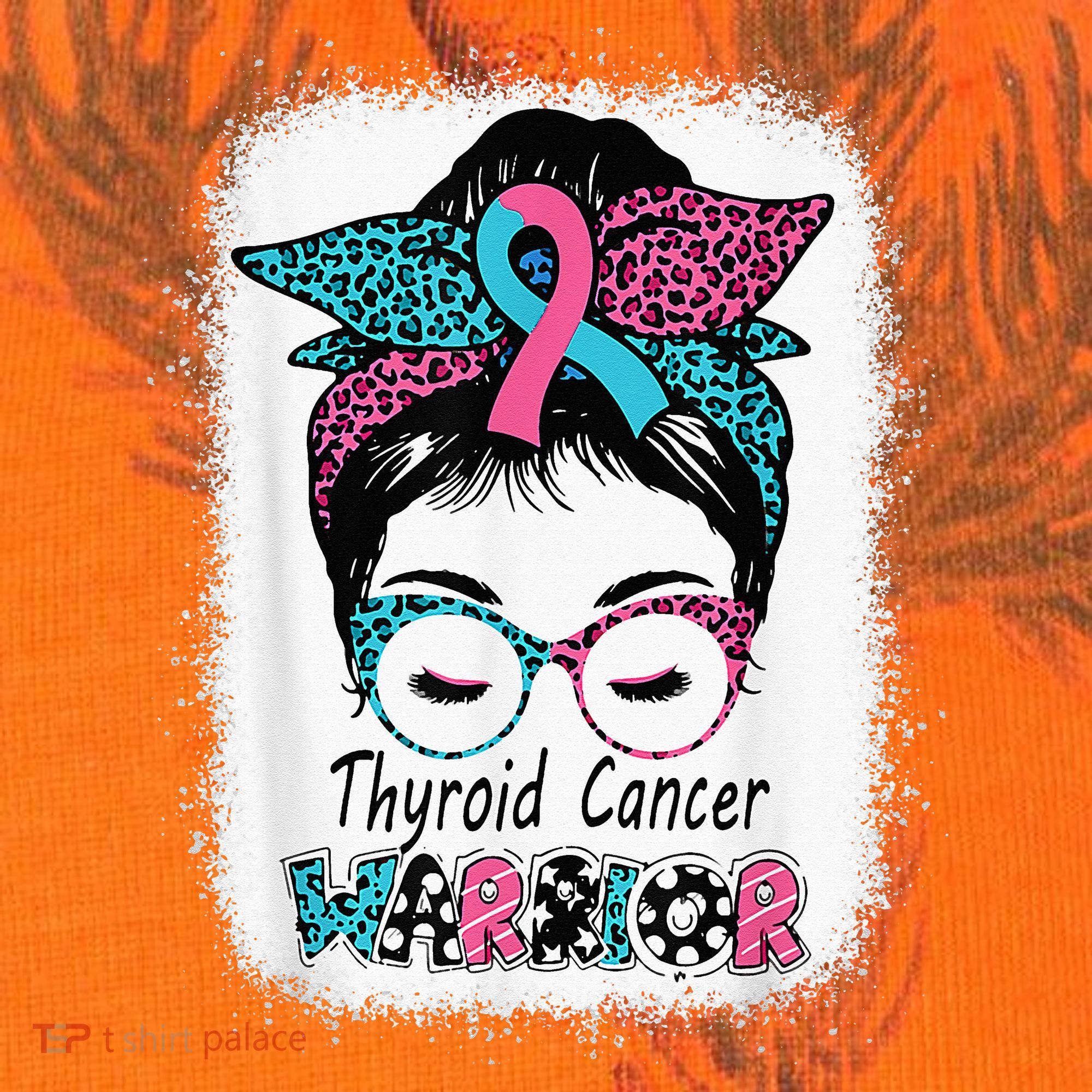 Thyroid Cancer Warrior Awareness Messy Bun Mom Teal Ribbon Kati Licensed 12" Camo Cuffed Beanie
