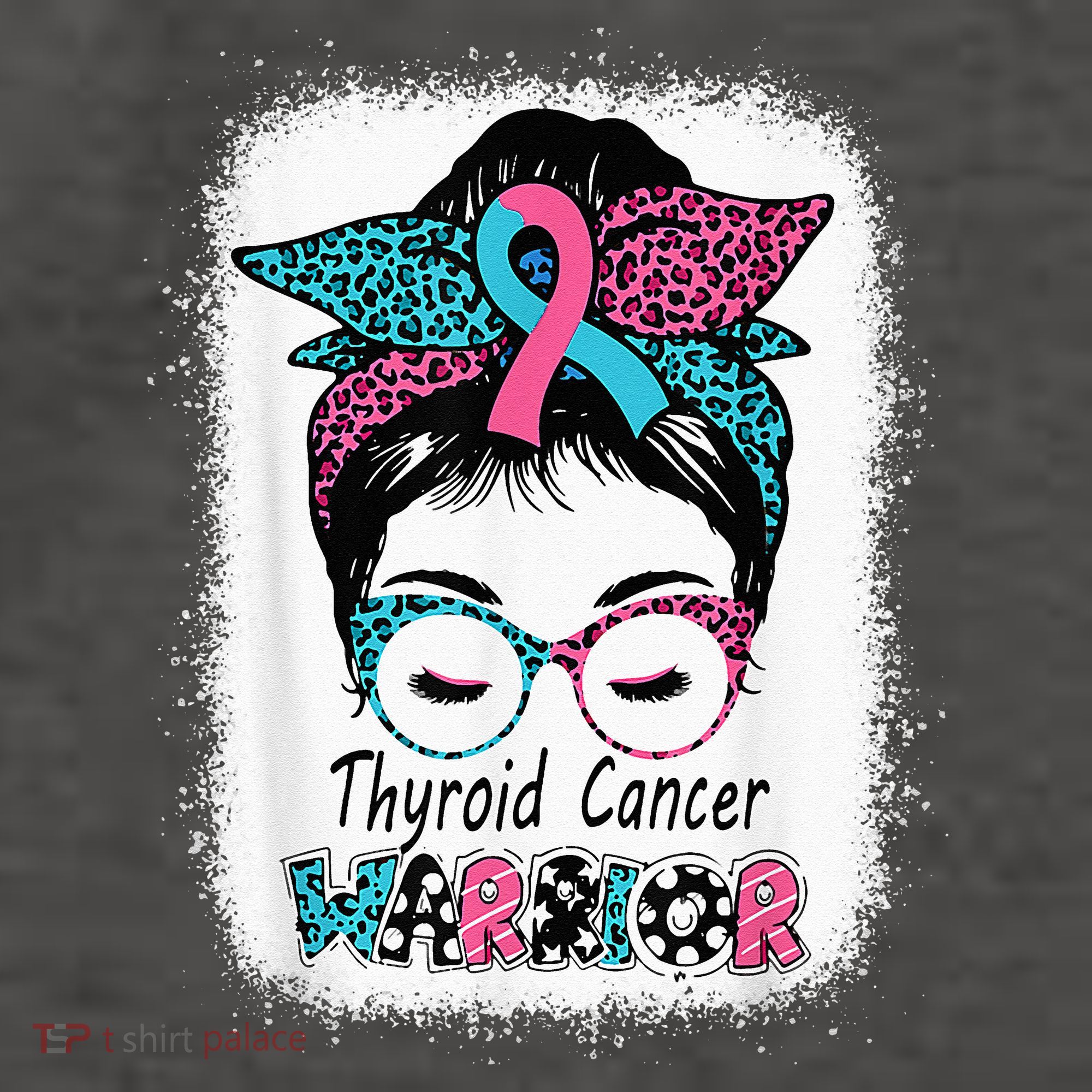 Thyroid Cancer Warrior Awareness Messy Bun Mom Teal Ribbon Vector Backpack
