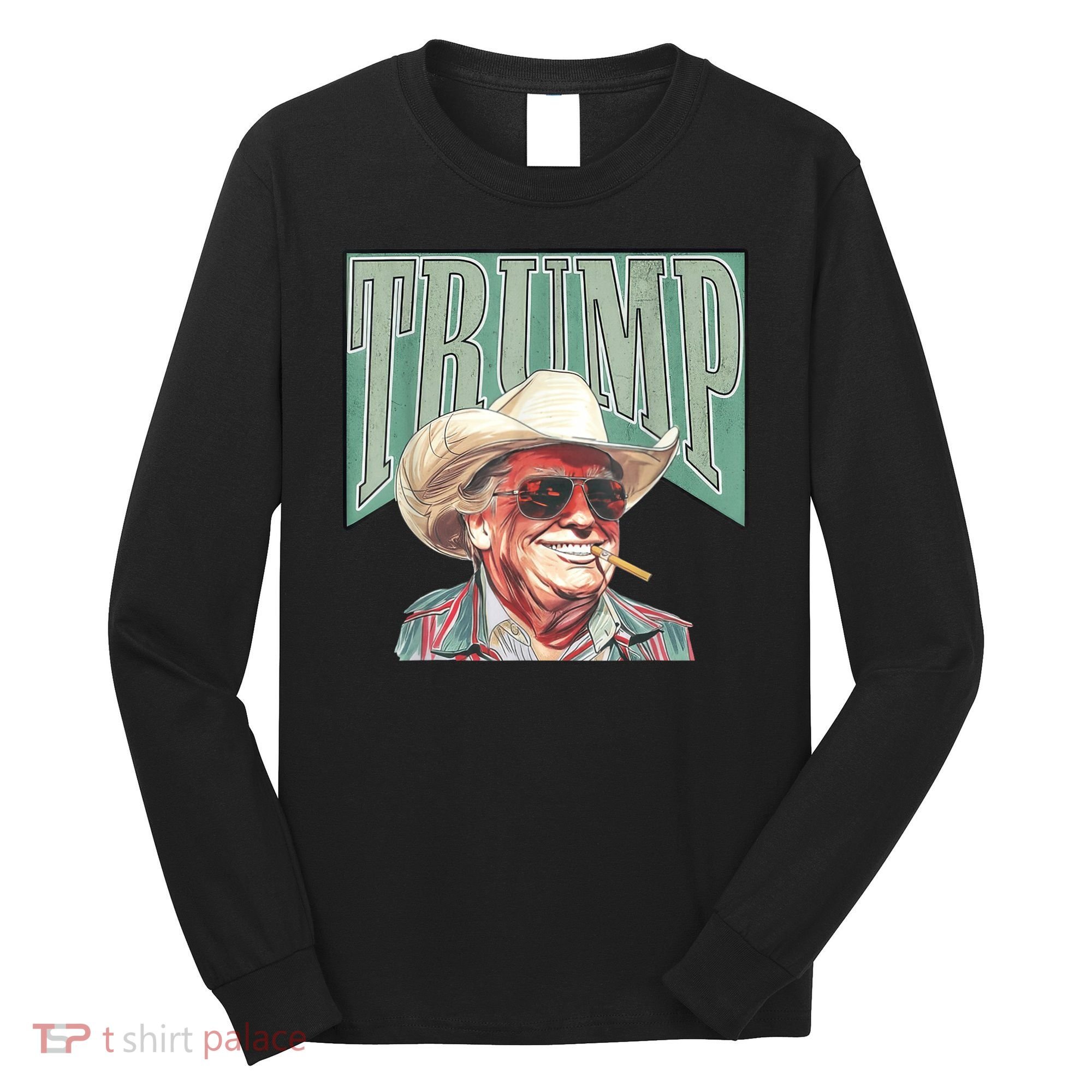 Trump Cowboy Western Make America Great Long Sleeve Shirt