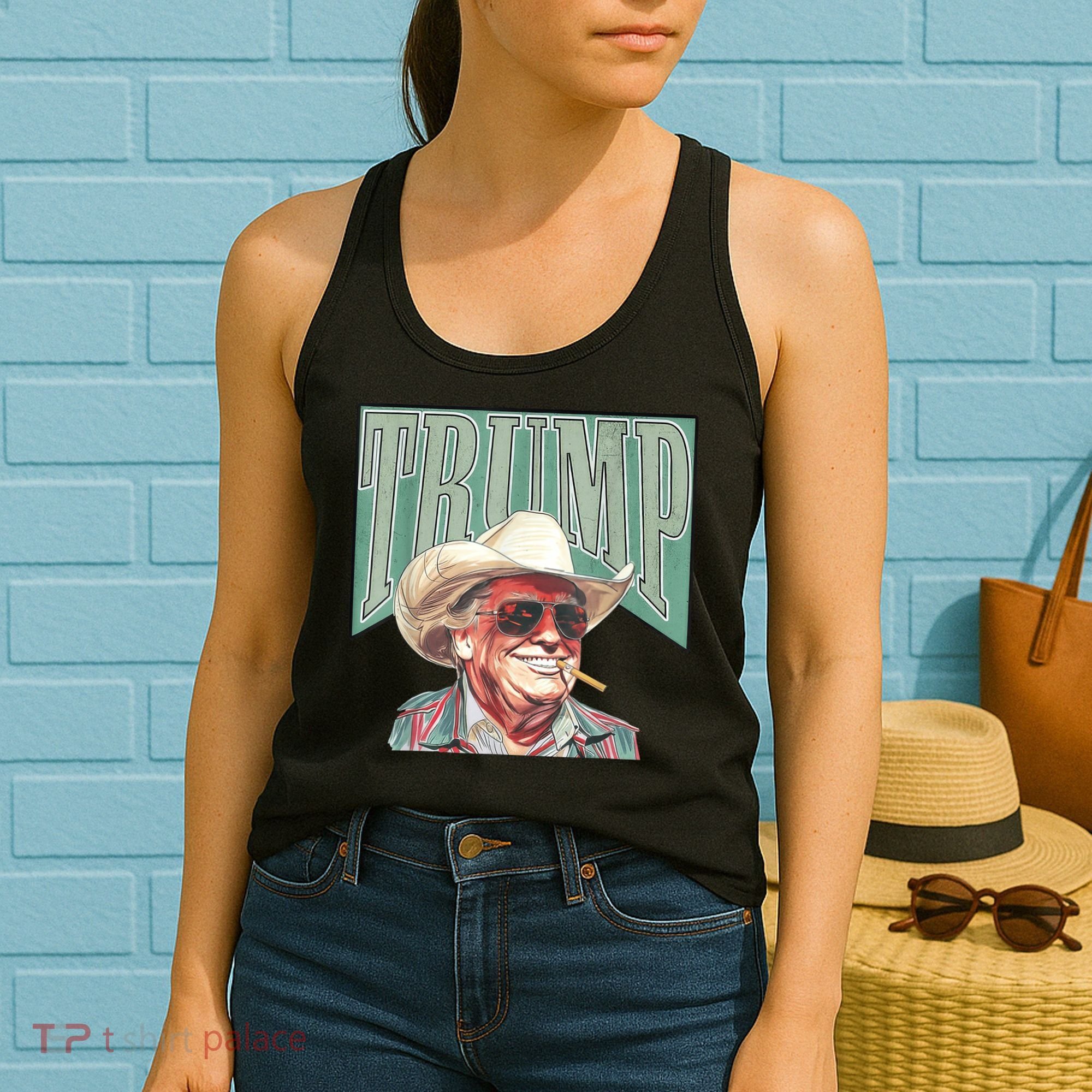 Trump Cowboy Western Make America Great Women's Tank Top