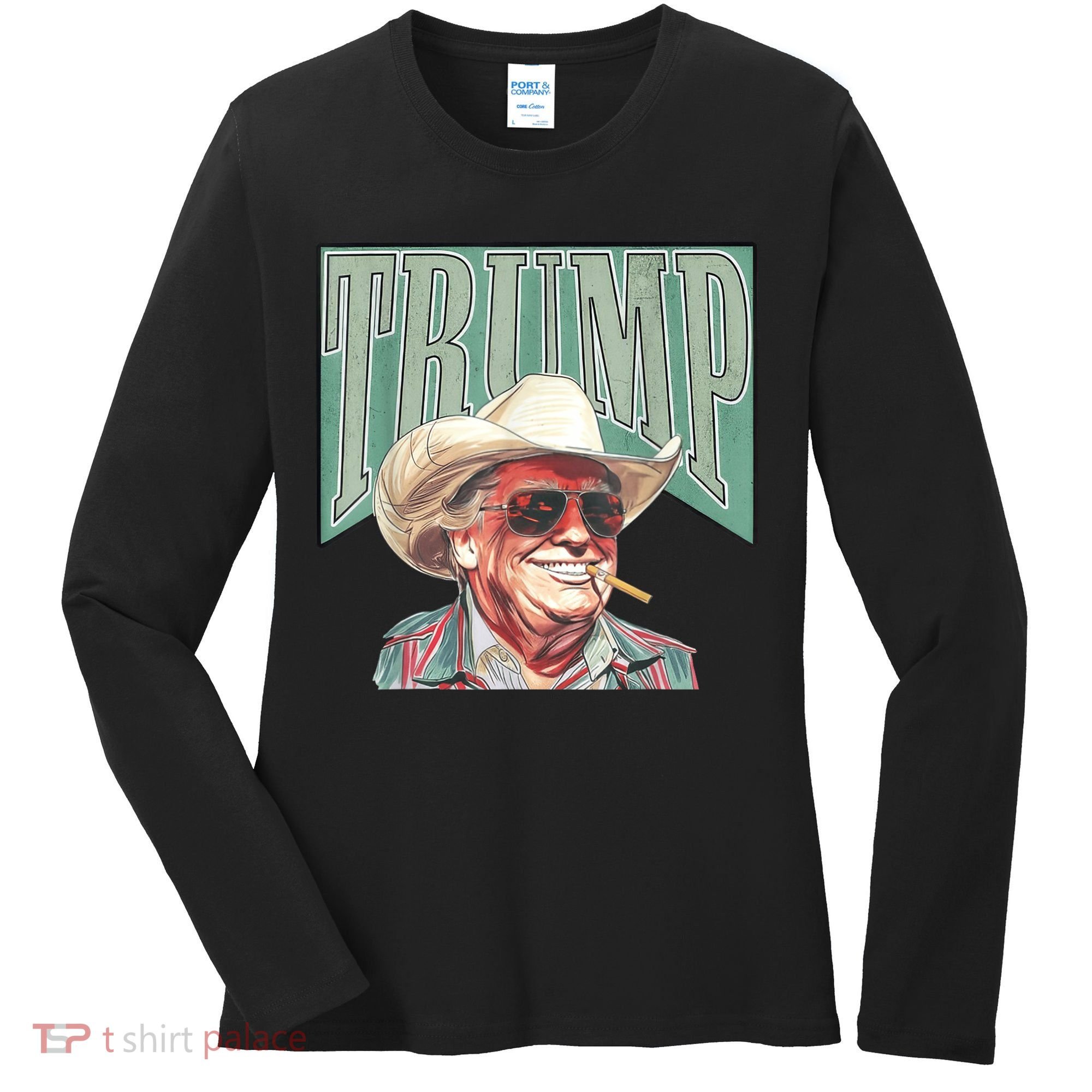 Trump Cowboy Western Make America Great Women's Long Sleeve Shirt